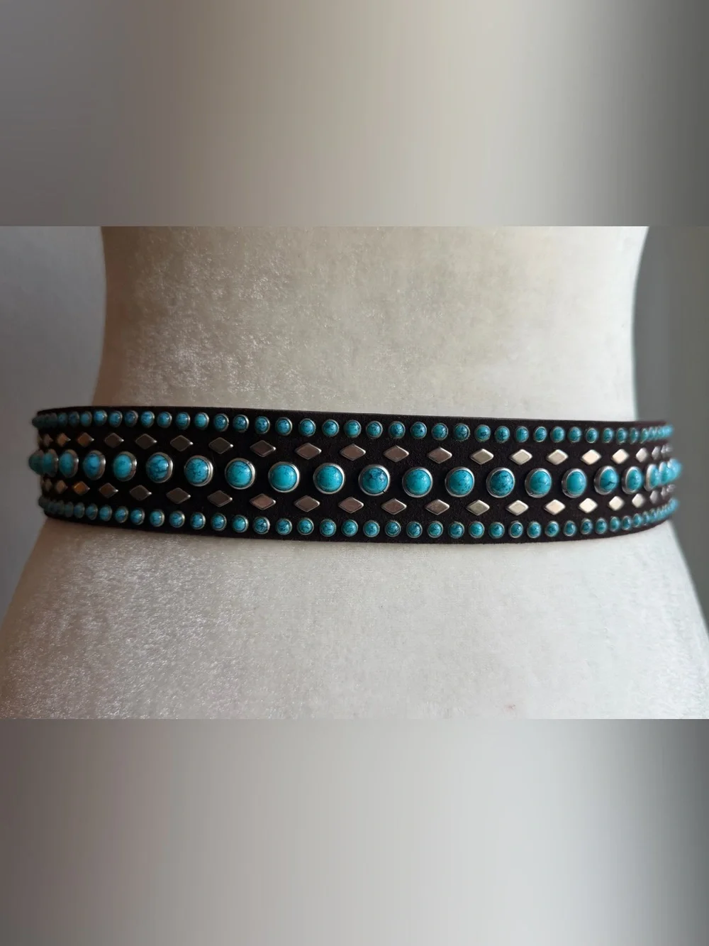 Nocona Western Leather Turquoise Studded Belt